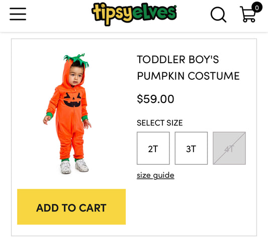 Kids Tipsy Elves, Pumpkin Onesie, size 4T, Gender Neutral for Boys or Girls, Very Good Used Condition (VGUC), Kids 4/4T