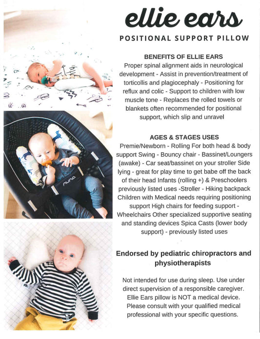 Black Ellie Ears Positional Support Pillow for infants/babies, Very Good Used Condition (VGUC)