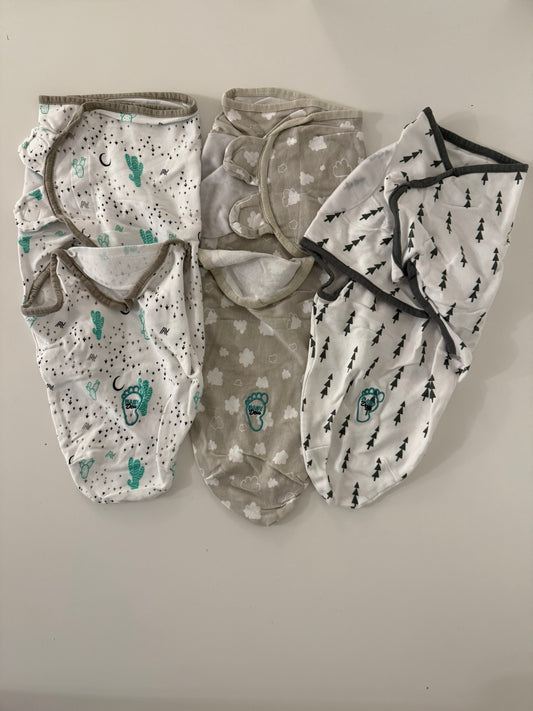 SET of 3 Baby Swaddle Blanket Wrap for Newborn & Infant 100% Breathable Cotton - RETAIL: 25$ , 0-3 Months (Newborn)