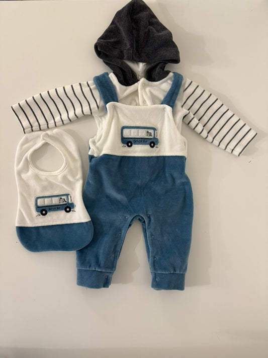 3 piece set - hooded shirt + romper + bib, Kids 6 Month (3-6M)