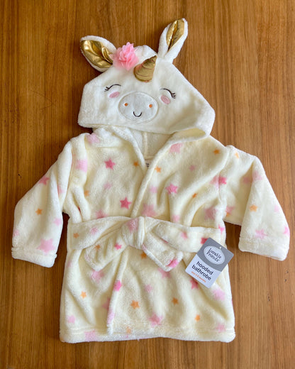 NWT Luvable Friends Baby Plush Bathrobe, Stars Unicorn, 0-9M - MSRP: $57.99, Kids 9 Month (6-9M)