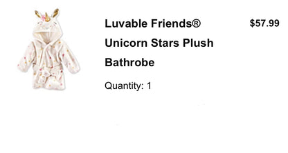 NWT Luvable Friends Baby Plush Bathrobe, Stars Unicorn, 0-9M - MSRP: $57.99, Kids 9 Month (6-9M)