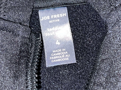 Boys Solid Black Zip Up Hoodie by Joe Fresh Active, size 4, Very Good Used Condition (VGUC), Kids 4/4T