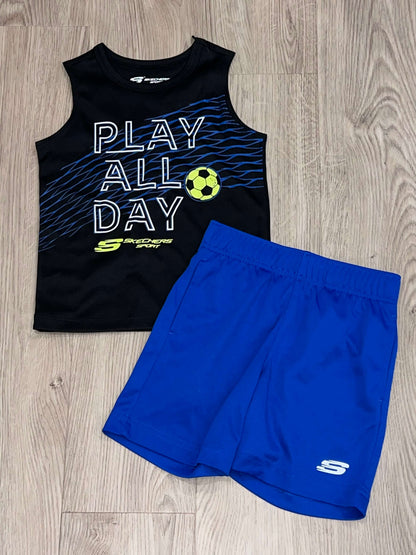 Boys Skechers 3-pc Tank Top, T-shirt and Shorts Set, size 4T, EUC, Kids 4/4T