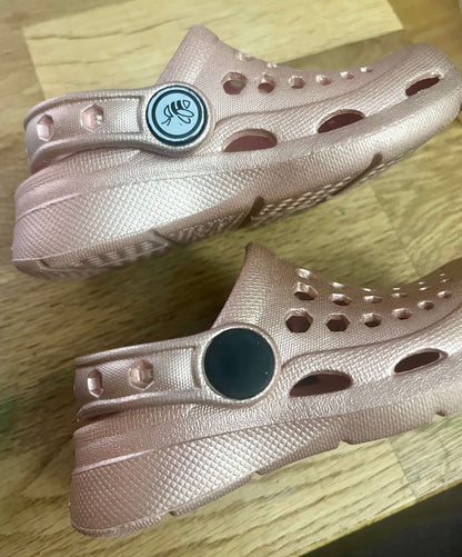 Joybees Kids Active Clog- Graphic Metallic Rose Gold - MSRP $39.99, Shoes 5 (Walkers:12-24 mth)