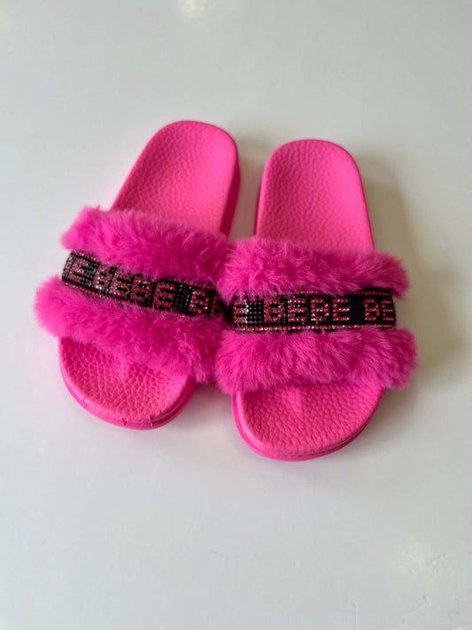 Size 11/12 Bebe Girls Furry Slides VGUC, Shoes 11.5 (Toddler:2-4yr)