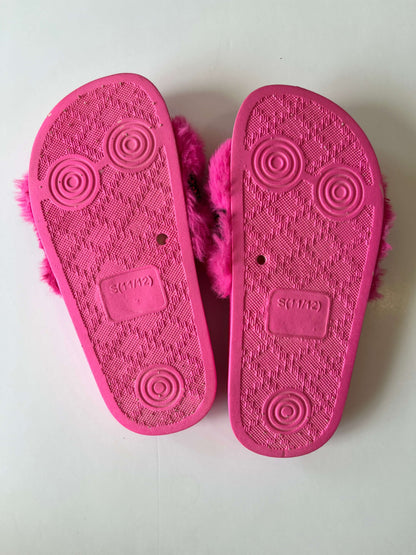 Size 11/12 Bebe Girls Furry Slides VGUC, Shoes 11.5 (Toddler:2-4yr)