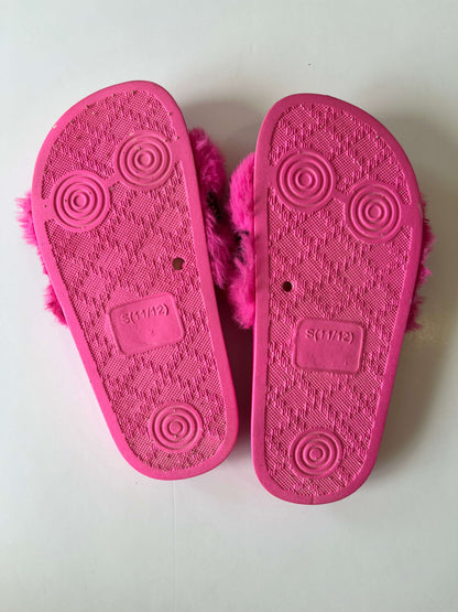 Size 11/12 Bebe Girls Furry Slides VGUC, Shoes 11.5 (Toddler:2-4yr)