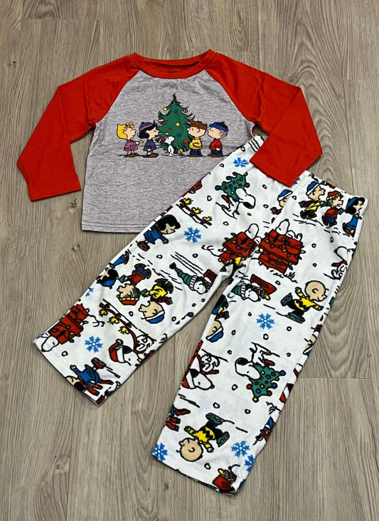 Boys Peanuts Christmas Pajamas - L/S PJ Top and Fleece bottoms, size , Very Good Used Condition (VGUC), Kids 4/4T