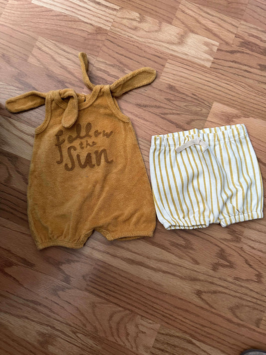Wilson and Frenchie Summer play suit and Pehr shorts , Kids 3 Month (0-3M)