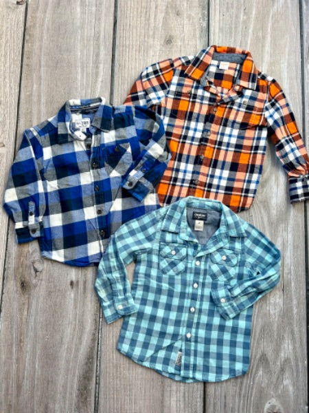 Flannel boys button up shirts bundle sizes 3T & 4T, Kids 4/4T