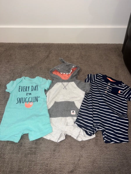 Boys - 0-3m short sleeve rompers bundle, Kids 3 Month (0-3M)