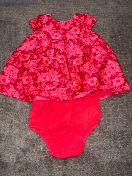 Girls - Gap red dress with bloomers 6-12m, Kids 12 Month (9-12M)