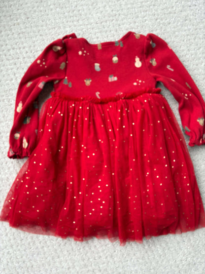 NEW -M&S 🇬🇧 - Red dress with Christmas motif, 18-24m, Kids 24 Month (18-24M)