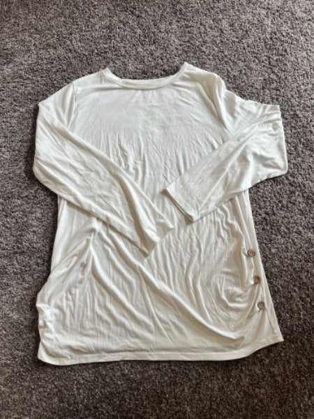 White XXL long sleeve shirt with side rushing