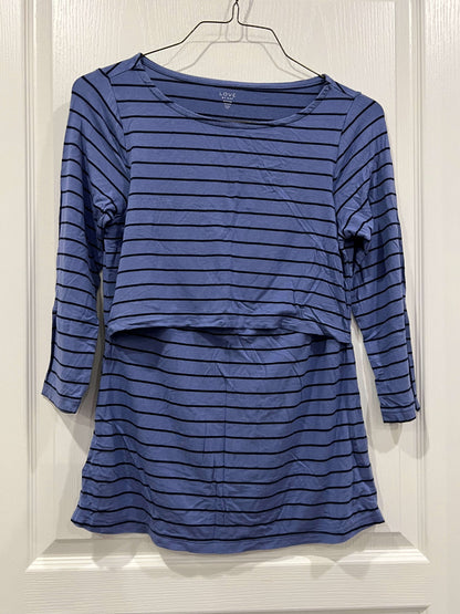 VGUC, Soft 3/4 length sleeve Cornflower Blue with navy stripes Nursing Top from GAP, size Small. (Postpartum), Maternity S (4-6)