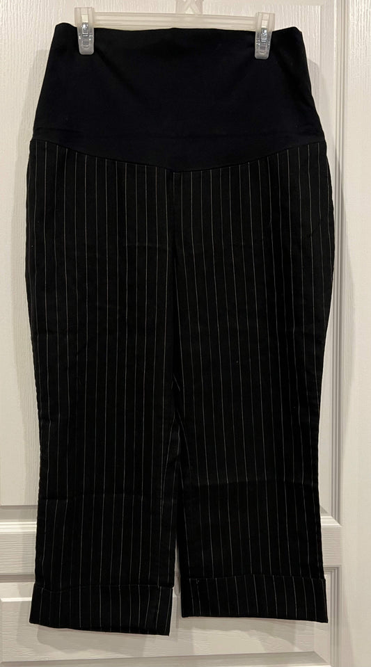 VGUC, Black Maternity Capris/Crops with Gold Pin Stripes, Approx. size Small , Maternity S (4-6)