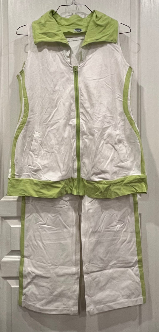 EUC, Sleeveless Maternity Tracksuit from MUMZ2B, size L, White/Lime Green, Maternity L (12-14)