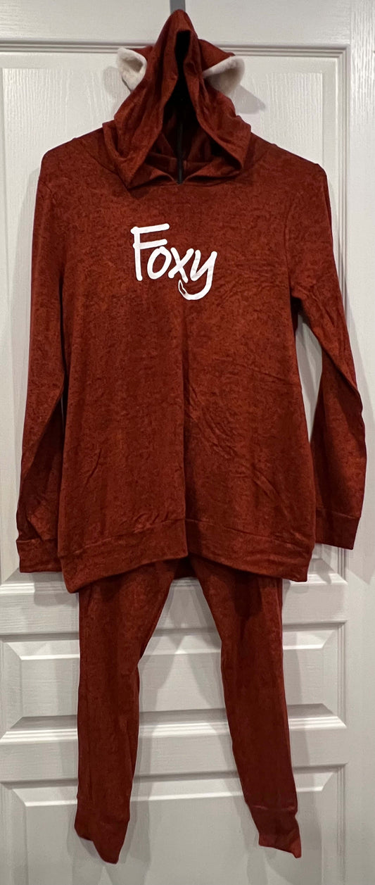 Cute Orange (Rust color) Maternity Fox Two-Piece light-weight Hoodie & Joggers Set from Motherhood Maternity, size Medium, Excellent Used Condition (EUC)  , Maternity M (8-10)