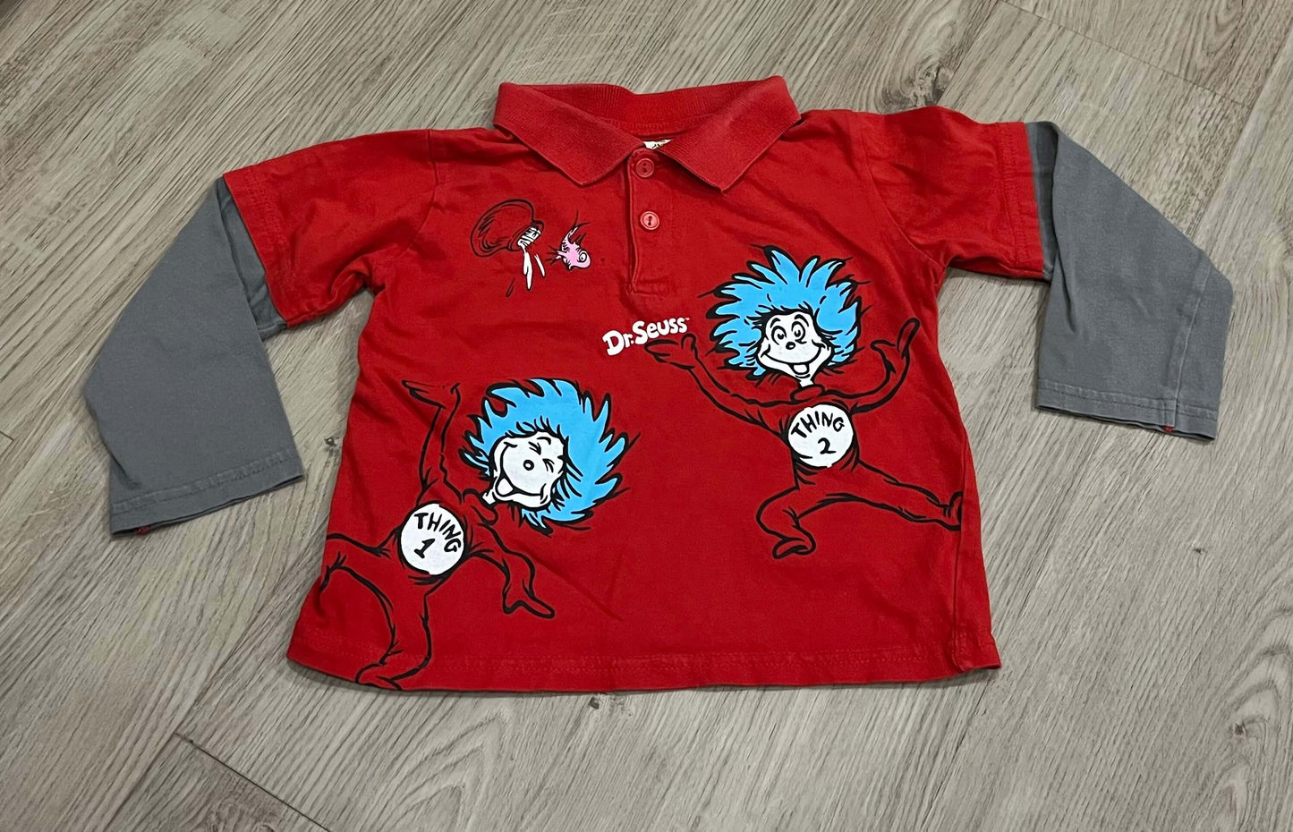 Boys Dr. Suess Cat in The Hat, Red L/S Polo, size 3T, VGUC, Kids 3T