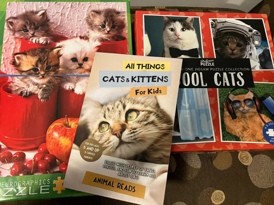 Cat puzzles and book