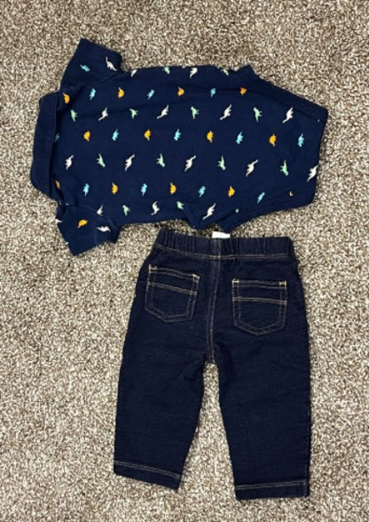 Carter’s Polo shirt and jeans, size 6 mos, VGUC, , Kids 6 Month (3-6M)