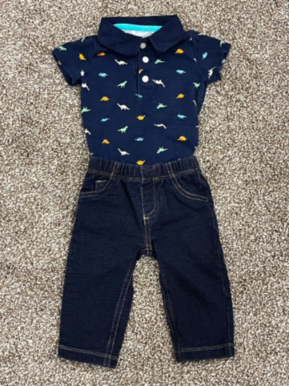 Carter’s Polo shirt and jeans, size 6 mos, VGUC, , Kids 6 Month (3-6M)