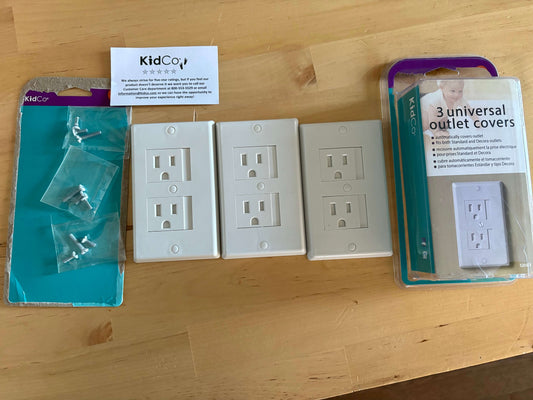 NEW - KidCo - universal outlet covers (6/9), 3 per pack, retails $15
