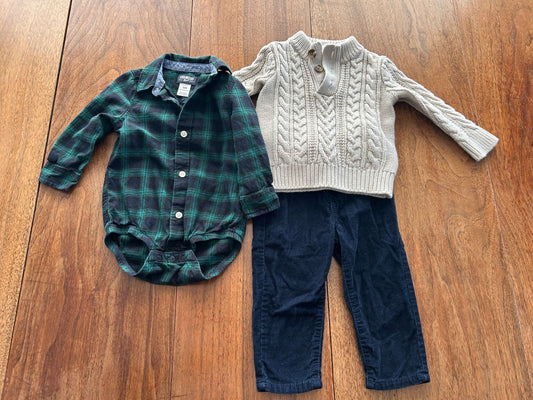 Boys pant set (Oshkosh and Gap) and 2 knit sweaters 18 months, Kids 18 Month (12-18M)