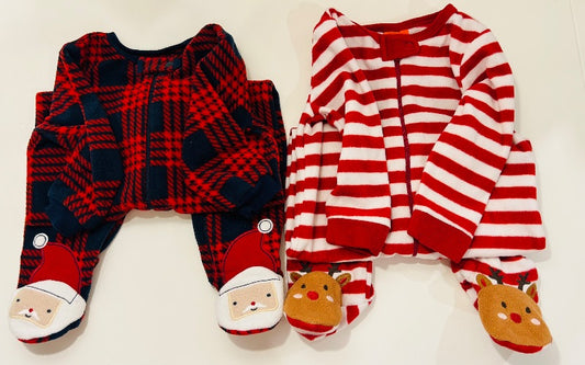 Fleece Christmas PJs 6-12m (set of two, VGUC), Kids 12 Month (9-12M)