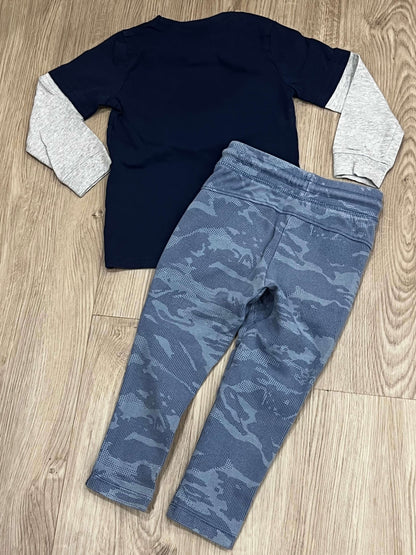 Boys “I’ve Got Goals” L/S T-shirt (size 4) from Carter's and GAP Kids tech joggers (size 3T), VGUC, Kids 3T