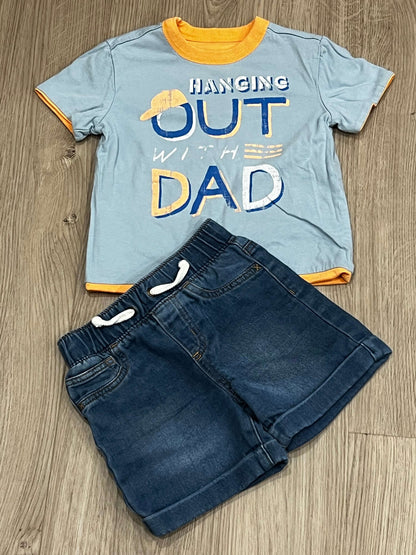Boys Reversible Cute Mom/Dad sayings T-shirt with Jean Shorts, size 2T, VGUC, Kids 2T