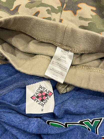 Boys Blue “Daddy Knows A lot, But Grandpa Knows Everything” T-Shirt, size 24 mos & Camo Shorts, size 2, Very Good Used Condition (VGUC), Kids 24 Month (18-24M)