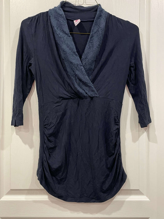 Navy Blue Maternity Top, 3/4 Sleeves, size Small, Maternity S (4-6)