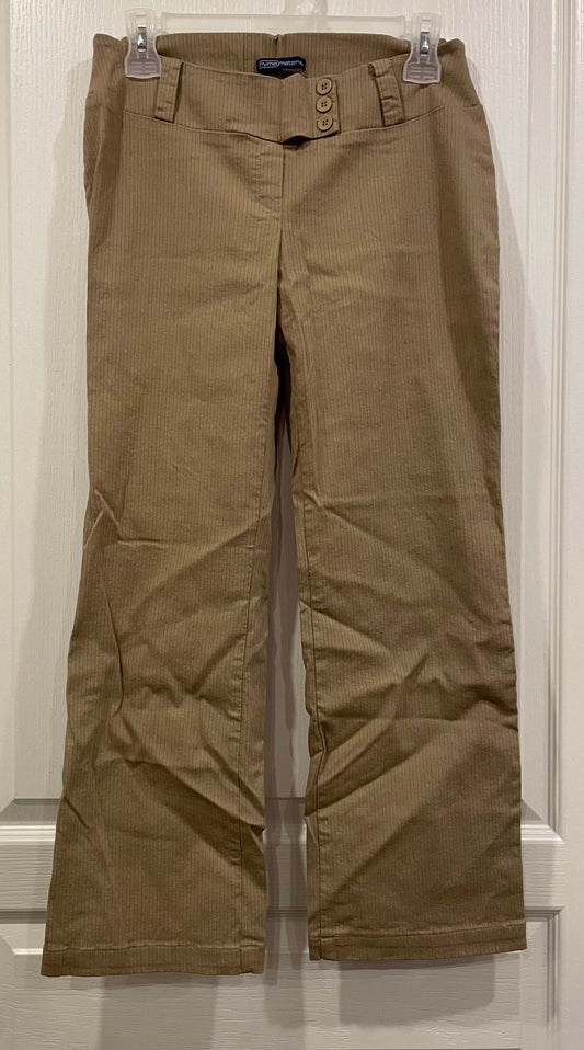 Maternity Pants, Stretchy Tan herringbone print, size Small, Very Good Used Condition (VGUC), Maternity S (4-6)