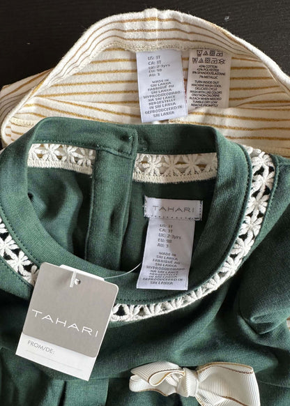 Tahari girls Christmas dress and leggings , Kids 3T