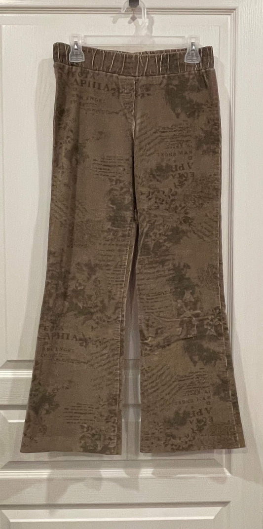 Tan Maternity Corduroy Pants with green pattern, size X-Small, Very Good Used Condition (VGUC), Maternity XS (0-2)
