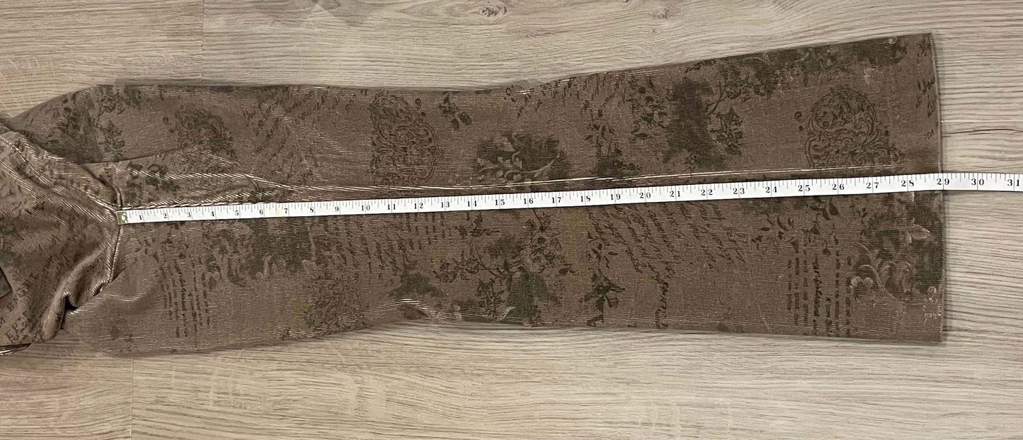 Maternity Corduroy Pants, tan  with green pattern, size X-Small, Very Good Used Condition (VGUC), Maternity XS (0-2)