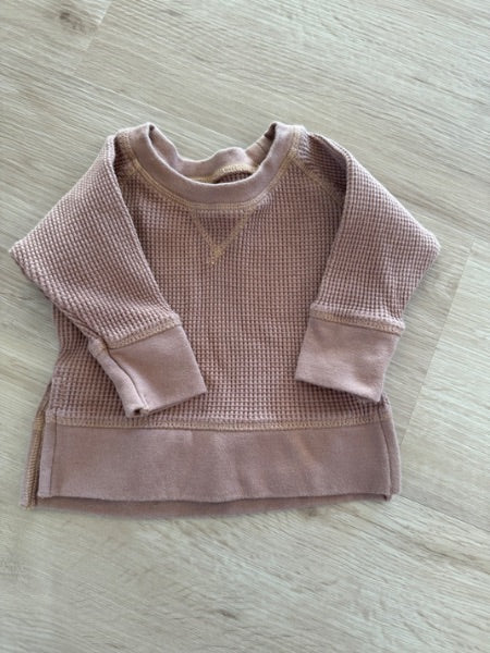 Brown Waffle Knit Long-Sleeved Shirt, Kids 6 Month (3-6M)