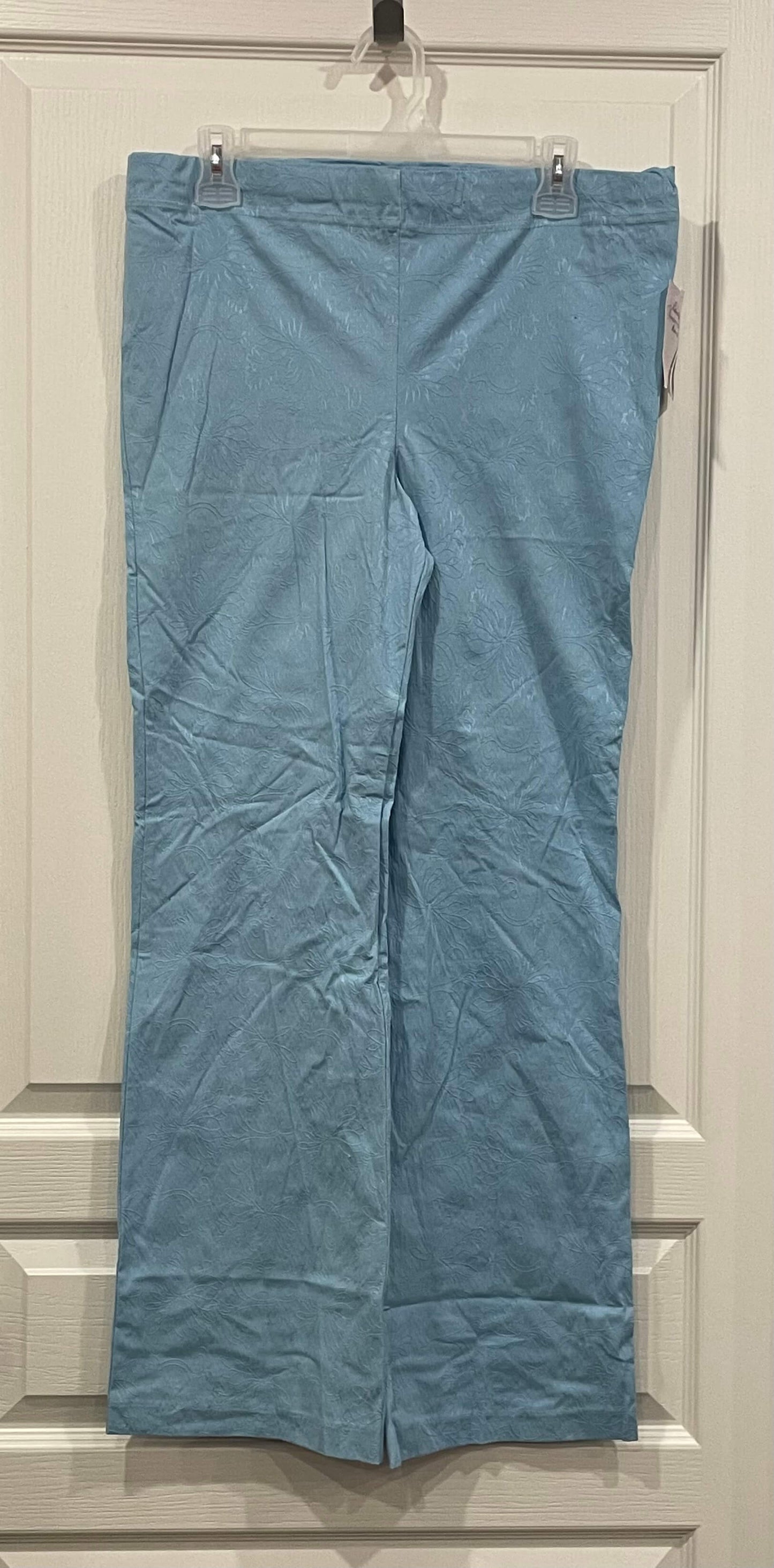 NWT, Maternity Announcements, Dressy floral aqua blue, dress pants, size Small , Maternity S (4-6)