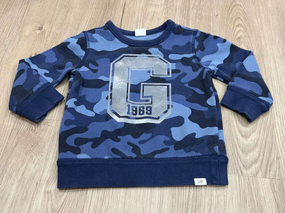 babyGAP, Boys Blue Camo Camouflage Crewneck Sweatshirt from GAP kids, , size 2 years, Very Good Used Condition (VGUC), Kids 2T