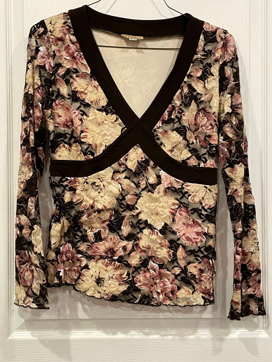 Beautiful L/S Shimmery Floral Top, size Medium, Maternity M (8-10)