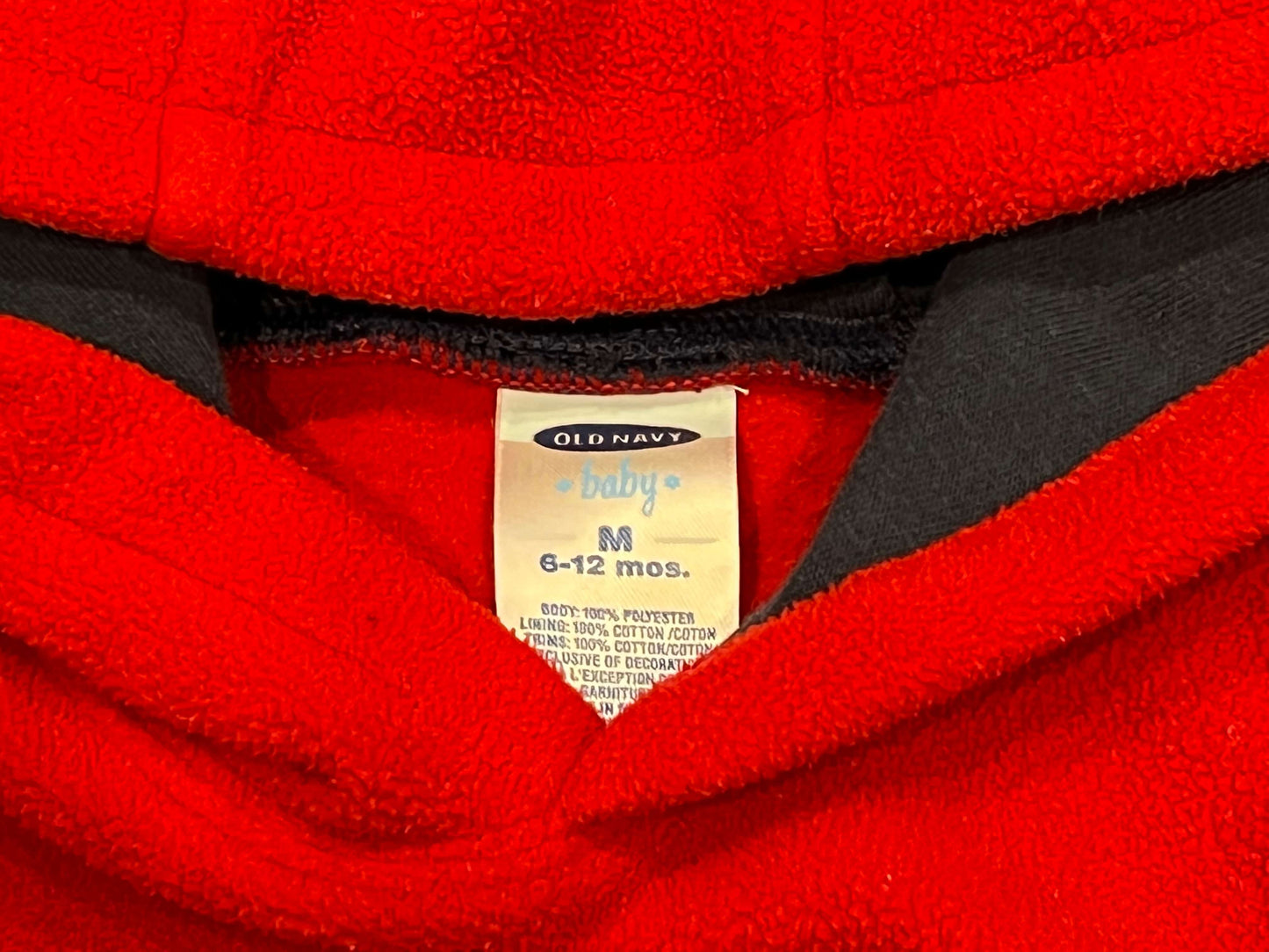 Old Navy, Red/Navy Fleece Hoodie, size 6-12 mos, VGUC, Kids 9 Month (6-9M)