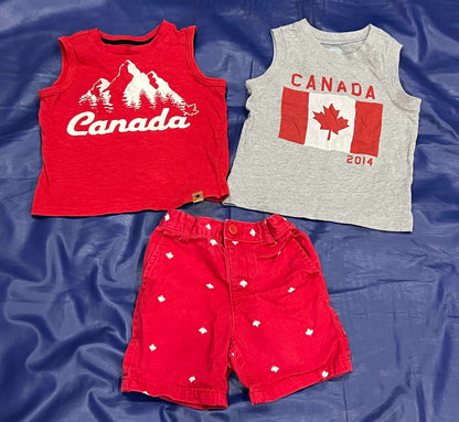 Boys Canada Day Bundle - Set of Two (2) Tank Tops and One Pair of Shorts, size 2T, VGUC, Kids 2T
