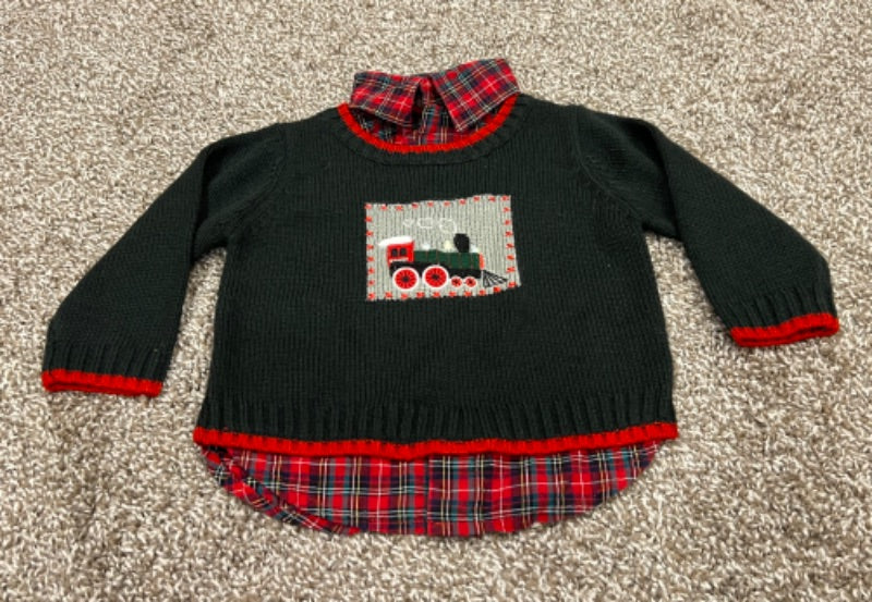 Boys knit Sweater with faux dress shirt, size 6-12mos, Kids 9 Month (6-9M)
