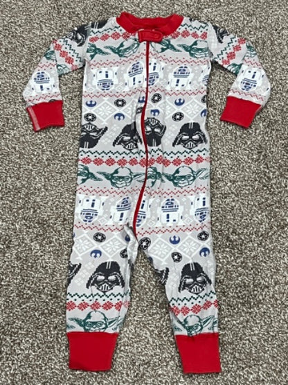 Hanna Andersson collection, Star Wars one-piece pajamas, 'Ugly Christmas' print PJ’s, size 2, VGUC, Kids 2T