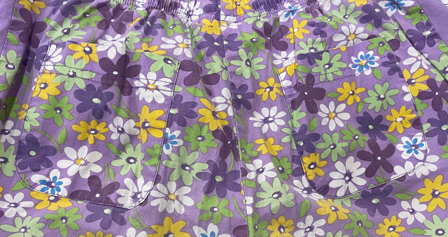 Cute Purple Maternity Pants with Floral Pattern, size Small, Maternity S (4-6)