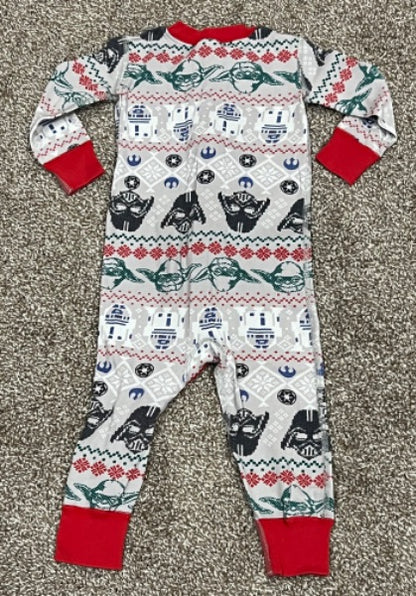 Hanna Andersson collection, Star Wars one-piece pajamas, 'Ugly Christmas' print PJ’s, size 2, VGUC, Kids 2T