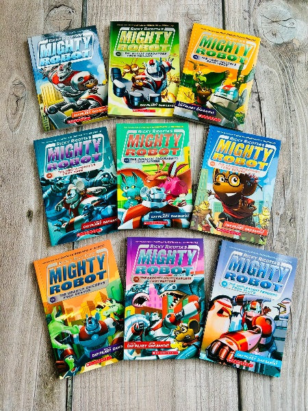 Ricky Ricotta’s Mighty Robot books 1-9 set by Dav Pilkey, excellent-excellent used condition