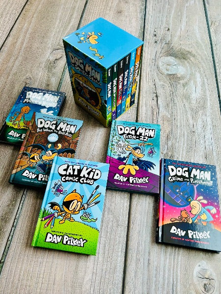 Dog Man: The Supa Epic collection box set and extras, hardcover books 1-10 and Cat Kid book by Dav Pilkey, excellent-excellent condition